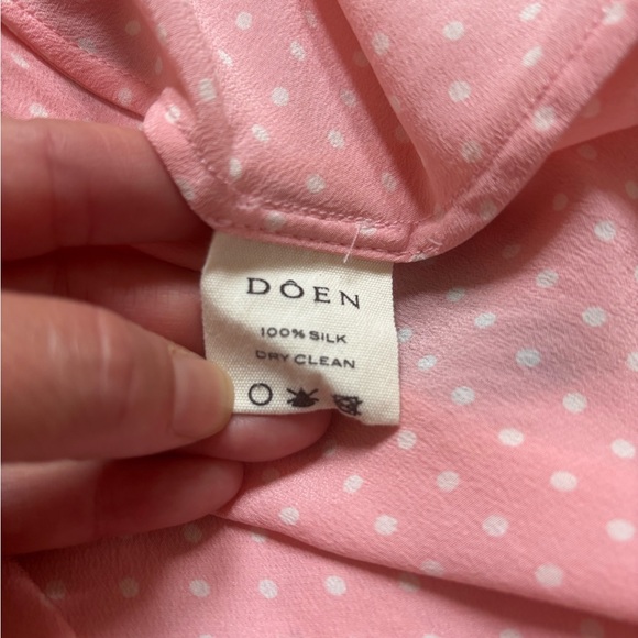 Doen 100% silk Pink Polka Dot Calsi Dress M - Picture 7 of 8
